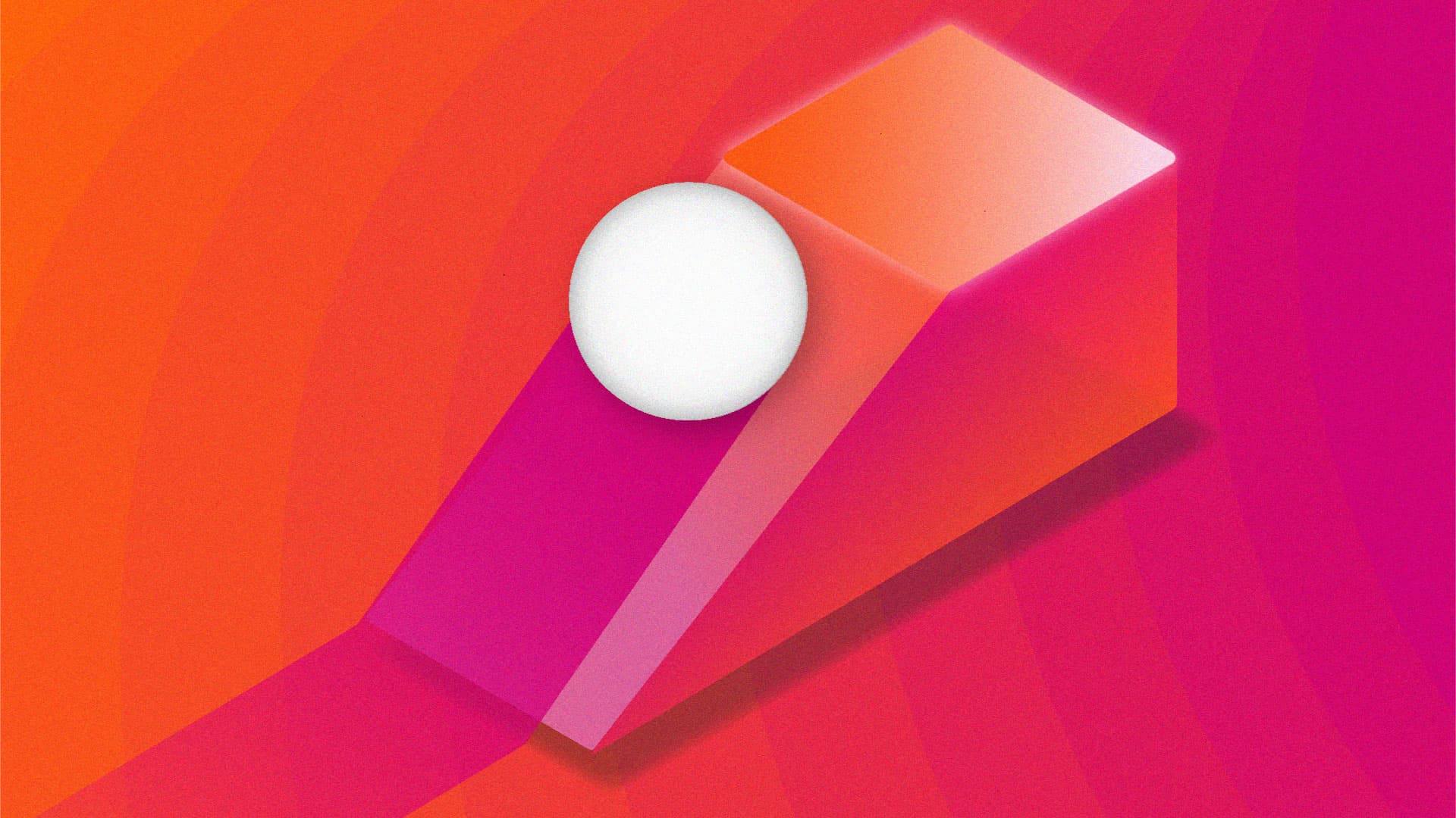 3D illustration of a sphere gathering momentum on a ramp — a partnership getting started