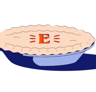 Pie with an Everly "E" baked into the middle