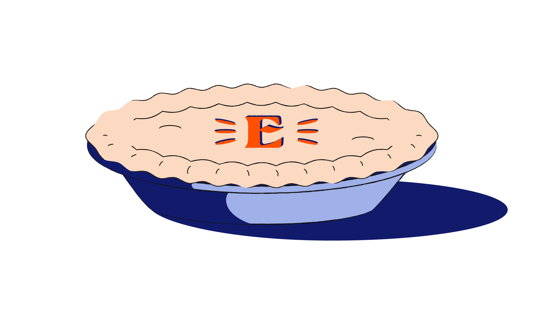 Pie with an Everly "E" baked into the middle