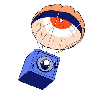 A safe with a parachute